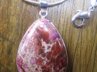 main image for ad Silver Plated 18" Pink / Purple Sea Sediment Jasper Pendant Necklace