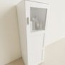 White Slim Tall Storage Cabinet with Frosted Glass Door (Excellent Condition) Image 2