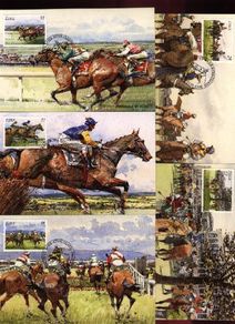 1996 Ireland Irish Horse Racing Stamps Maximum Cards with associated stamp cancelled with first day of issue cancel