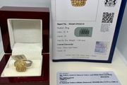 Gold SGL Certified - Natural Yellow Diamond &amp; White Diamond Ring in 9K Yellow &amp; White Gold 1.00 Ct.