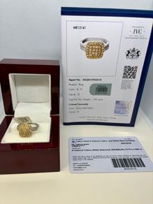 Gold SGL Certified - Natural Yellow Diamond & White Diamond Ring in 9K Yellow & White Gold 1.00 Ct.