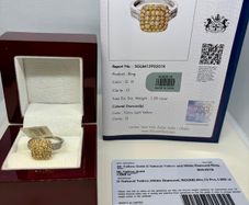 Gold SGL Certified - Natural Yellow Diamond & White Diamond Ring in 9K Yellow & White Gold 1.00 Ct.