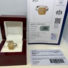 Gold SGL Certified - Natural Yellow Diamond & White Diamond Ring in 9K Yellow & White Gold 1.00 Ct.