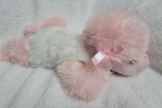 Pink And White Dog Soft Toy Plush Teddy Bears Ribbons Great Condition