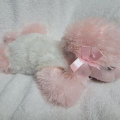 Pink And White Dog Soft Toy Plush Teddy Bears Ribbons Great Condition