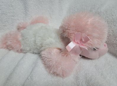 Pink And White Dog Soft Toy Plush Teddy Bears Ribbons Great Condition