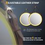 Round Bathroom Mirror with Lights Gold Frame Leather Strap Illuminated Bathroom LED Mirror Image 5