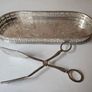 Vintage Silver Plated Serving Tray and Server Tongs Image 9
