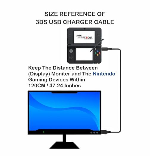Charging cable for Nintendo 3DS,Cable for 3DS, 3DS XL, 2DS, DS/DSi, New 3DS, New 3DS XL 1.2m USB Cable for Easy Charging at Home or On-the-Go