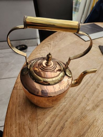Victorian brass and copper kettle