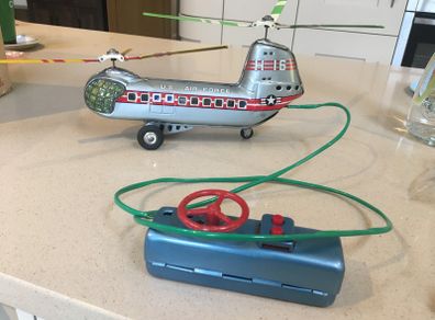 TN Helicopter Double Rotor Vintage Tin Toy made in Japan