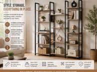 main image for ad Bookcase  free-standing shelf with 14 shelves Oak colors with blue grain-black
