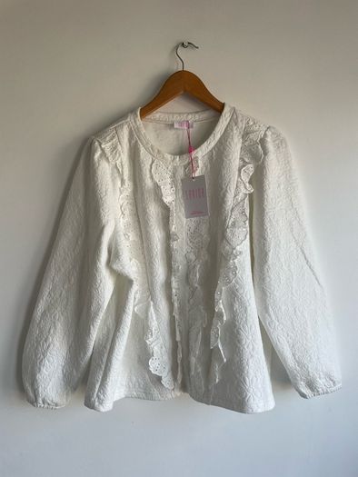 Savida off white textured top plus size New