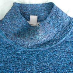 COS Metallic Sheer High-Neck Knit Top Petrol Blue