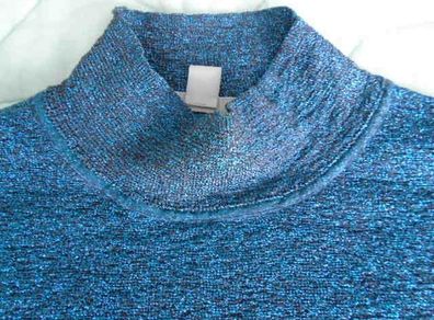 COS Metallic Sheer High-Neck Knit Top Petrol Blue