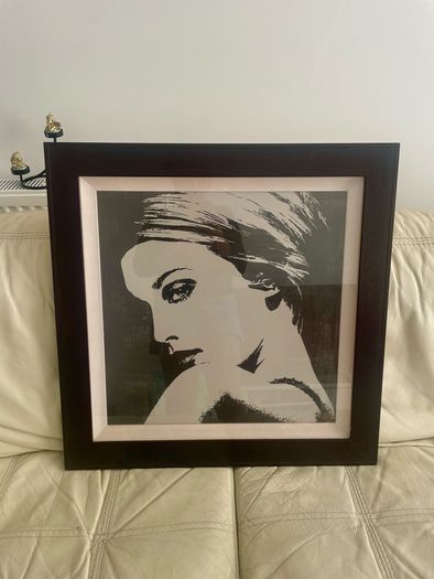 Framed Monochrome Woman Portrait Print (Pop Art / Modern Style)