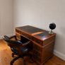 Mahogany Leather Top Partners Desk and Brown Chesterfield Captain's Chair Image 4