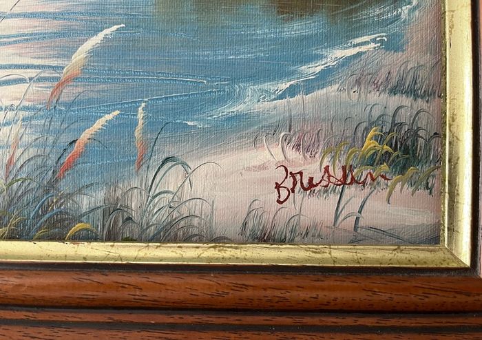 Vintage Oil painting coastal seascape