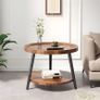 Modern Round Coffee Table with 2 Tier Storage Shelf Stylish Wooden Center Table Versatile Sofa Side Table Nightstand for Living Room & Home Office Brown Image 3