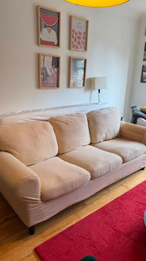 3-seater sofa - cream textured fabric