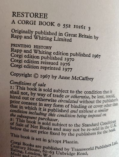 A collection of  7 Anne McCaffrey Books