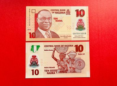 Nigeria  10 Naira 2022 Polymer / Plastic  ( Uncirculated )