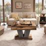 Rustic Square Coffee Table  Modern Living Room Centre Table Image 2