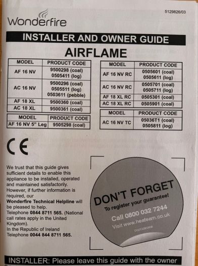 16" Gas fire insert