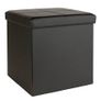 Set of TWO Small Black Faux Leather Stitched Ottomans (Both Brand New Unopened) Image 2