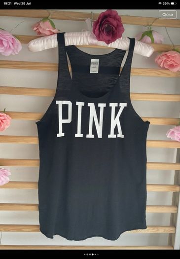 slerpwear Victoria secrets pink black sleepwear vest top size small