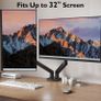 Aluminum Dual Monitor Stand for two Screens, Height Adjustable, 360 Rotatable Gas Spring Arm, 2 Optional Mounting Methods, Support VESA 75-100mm. Image 6