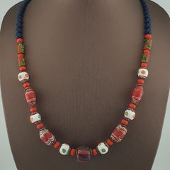Antique Venetian Style Mix Glass Beads Necklace