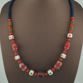Antique Venetian Style Mix Glass Beads Necklace