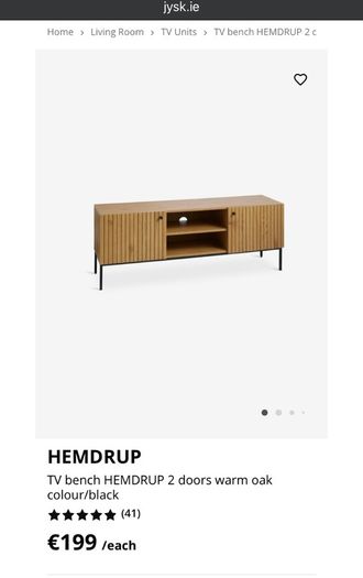 JYSK HEMDRUP TV Bench 2 Doors - Warm Oak/Black - As New