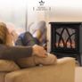 Electric Fireplace Stove Heater 1600-1800W with Fire Flame Effect, 2 Heat Settings, Adjustable Thermostat, Freestanding Portable Electric Log Wood Burner Effect - Black Image 2
