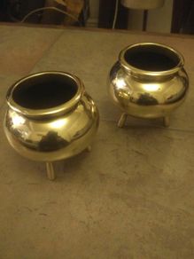pr antique heavy brass cauldrons repolished