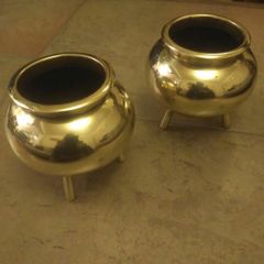 pr antique heavy brass cauldrons repolished