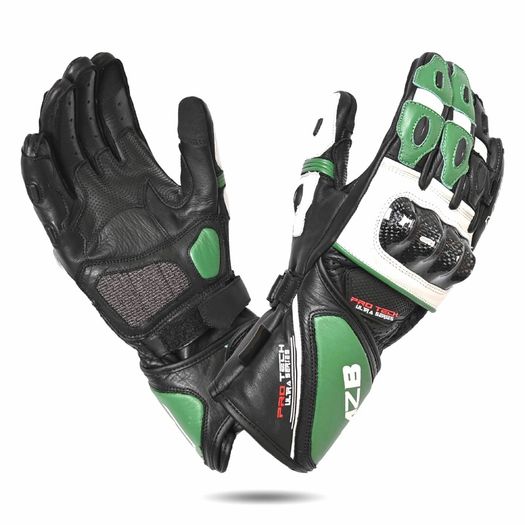 MZB RaceTech Long Motorcycle Race Cowhide Leather Gloves with Aramid Protection