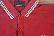 Fred Perry Maroon Polo Shirt White Light Blue Twin Tip Made in UK XL