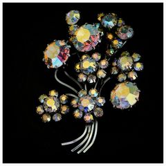 Vintage Aurora Borealis Rhinestone Cluster Brooch