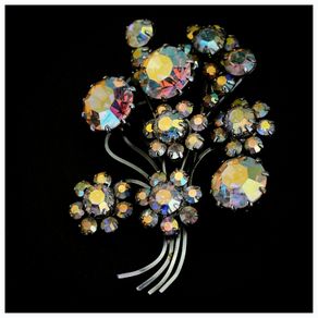 Vintage Aurora Borealis Rhinestone Cluster Brooch