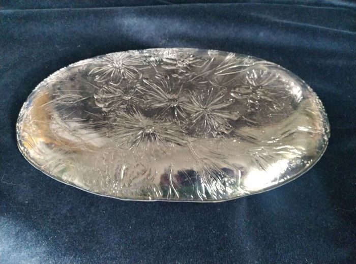 Hadeland, crystal platter , Scandinavian glass, Norway Glass platter
