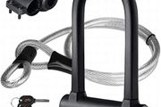 U-Lock for Bicycles, DINOKA U Bicycle Lock + Steel Cable Lock with Holder, 2-in-1 Bicycle Locker, U Lock, Flexible Steel Cable