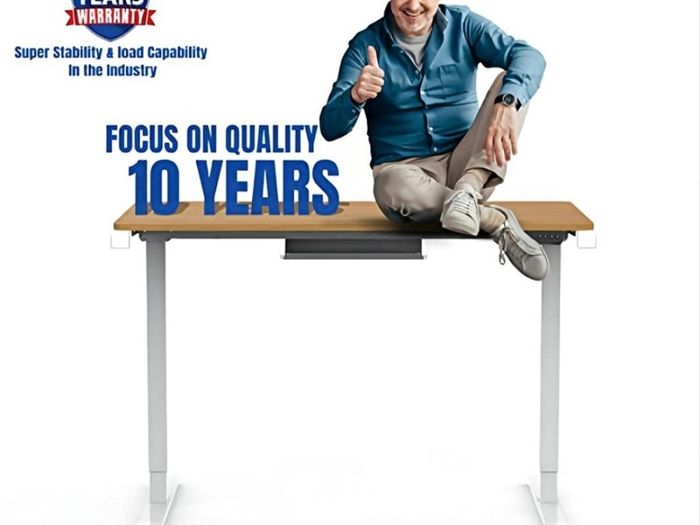 Electric Height Adjustable Standing Desk Sit Stand Desk Adjustable Desk Stand Up Desk with Memory Smart Pannel EF1 SERIES 100x60cm, WHITE Frame+MAPLE Desktop (FREE POSTAGE)