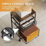 4-Tier Rolling File Cart | 2-Drawer Mobile Filing Cabinet & Printer Stand with Hanging Organizer - Dark Brown Image 3