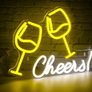 Neon Sign Double Wine Glass with Cheers, Cheers Words Neon Light (15.9 inch x 7.9 inch) Image 4