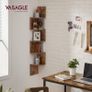 FREE EXPRESS SHIPPING Corner Shelf, Wall Shelf, 5 Tiers, Zigzag Floating Shelf, Bookcase for Kitchen, Bedroom, Living Room, Office, Rustic Brown Image 3