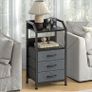 Bedside Table with 3 Fabric Drawers and Open Shelf Image 6