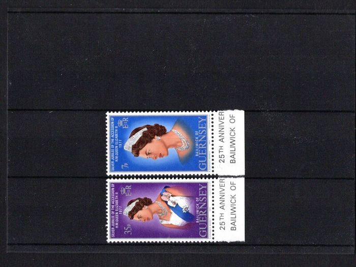 1977 Guernsey Silver (25th) Jubilee Commemorative Stamps Mint Never Hinged (MNH)