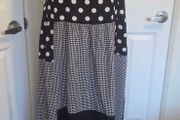 Zanzea Polka Dot Gingham Tiered Maxi Dress Black White Boho Size M